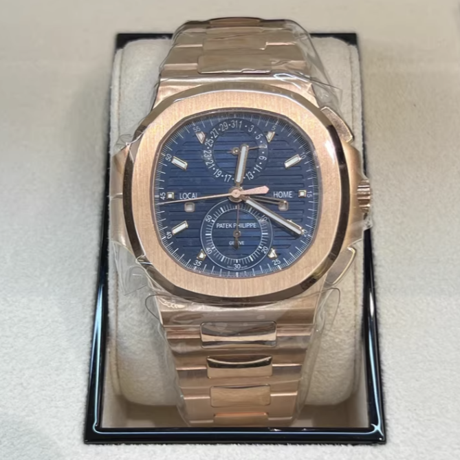 2025 Brand New Patek Philippe - 5990/1R-001 Nautilus Travel Time Rose Gold / Blue