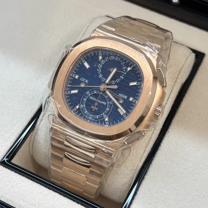2025 Brand New Patek Philippe - 5990/1R-001 Nautilus Travel Time Rose Gold / Blue