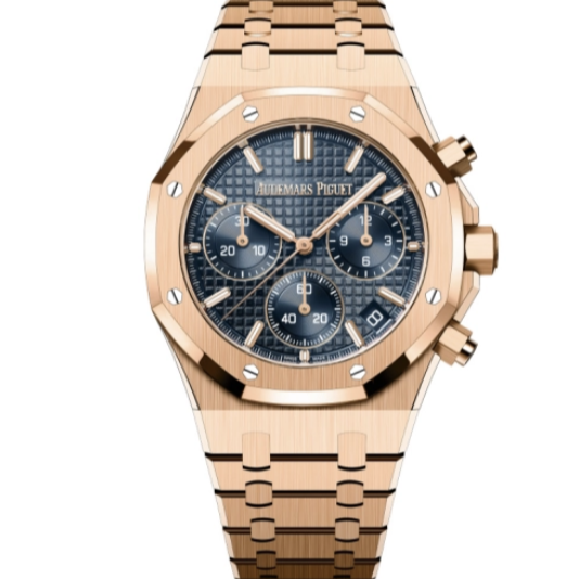2024 Like New Audemars Piguet - 26240OR.OO.1320OR.05 Royal Oak Chronograph 41 Pink Gold / Blue
