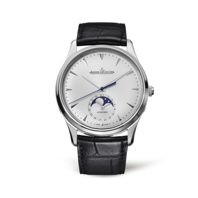 2021 Pre-owned Jaeger-LeCoultre - 1368420 Master Ultra Thin Moon Stainless Steel / Silver / Alligator