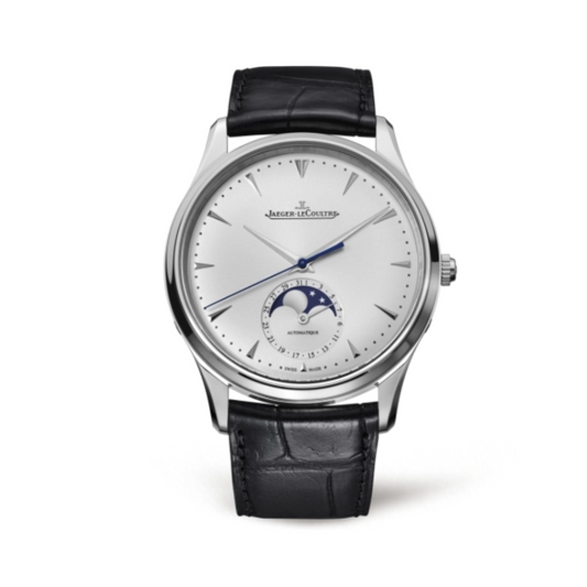 2021 Pre-owned Jaeger-LeCoultre - 1368420 Master Ultra Thin Moon Stainless Steel / Silver / Alligator