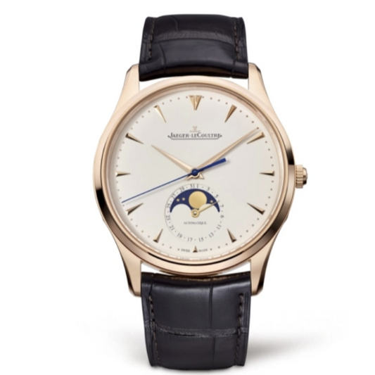 2021 Pre-owned Jaeger-LeCoultre - 1362520 Master Ultra Thin Moon Pink Gold / Eggshell / Alligator