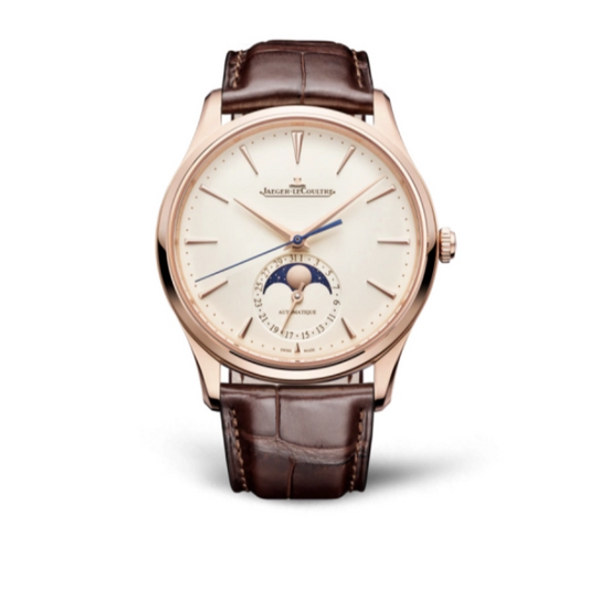 2022 Pre-owned Jaeger-LeCoultre - 1362510 Master Ultra Thin Moon Pink Gold / Eggshell / Alligator